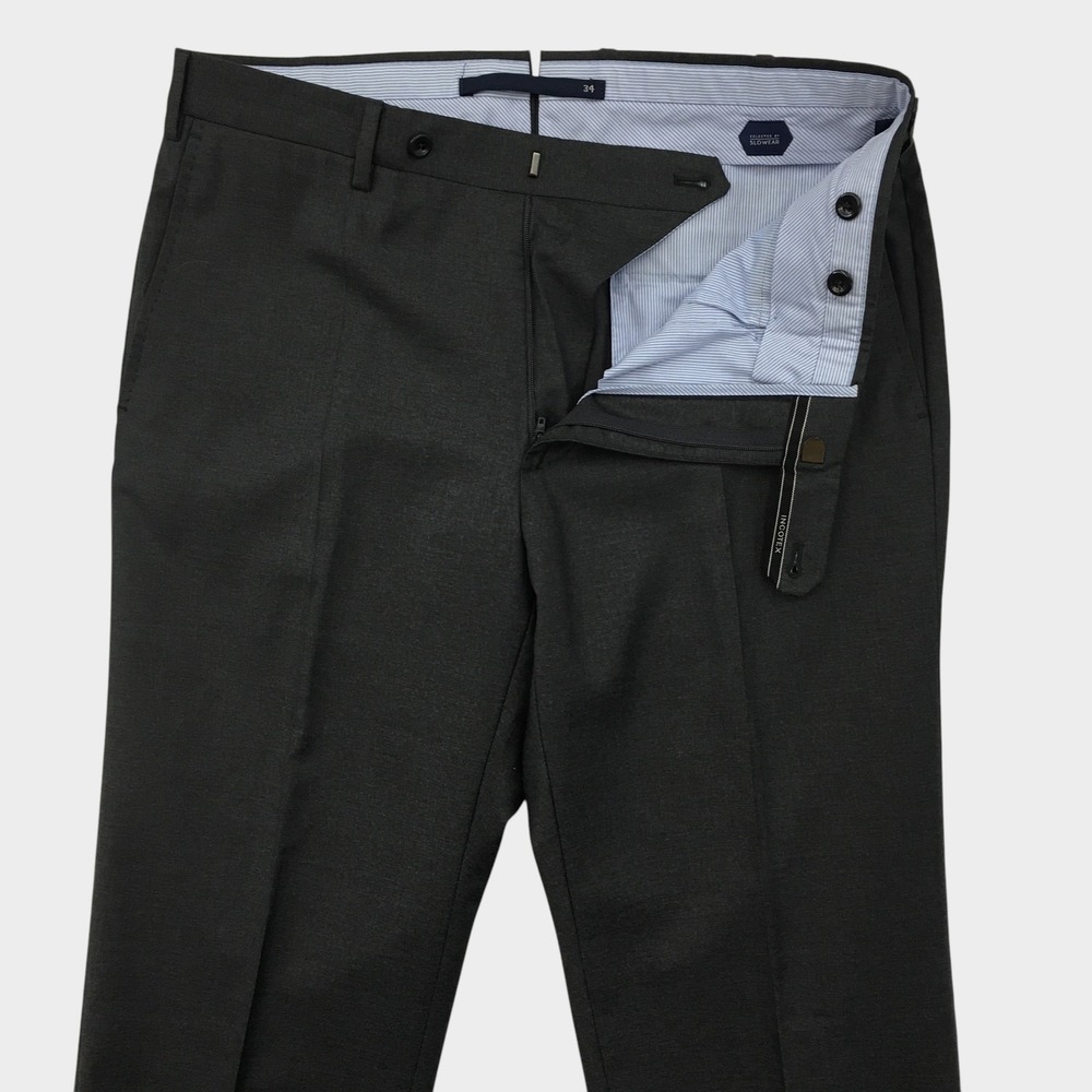Incotex 1951 Mens Super 150s Wool Dress Pants Charcoal Gray Flat Front Size 34